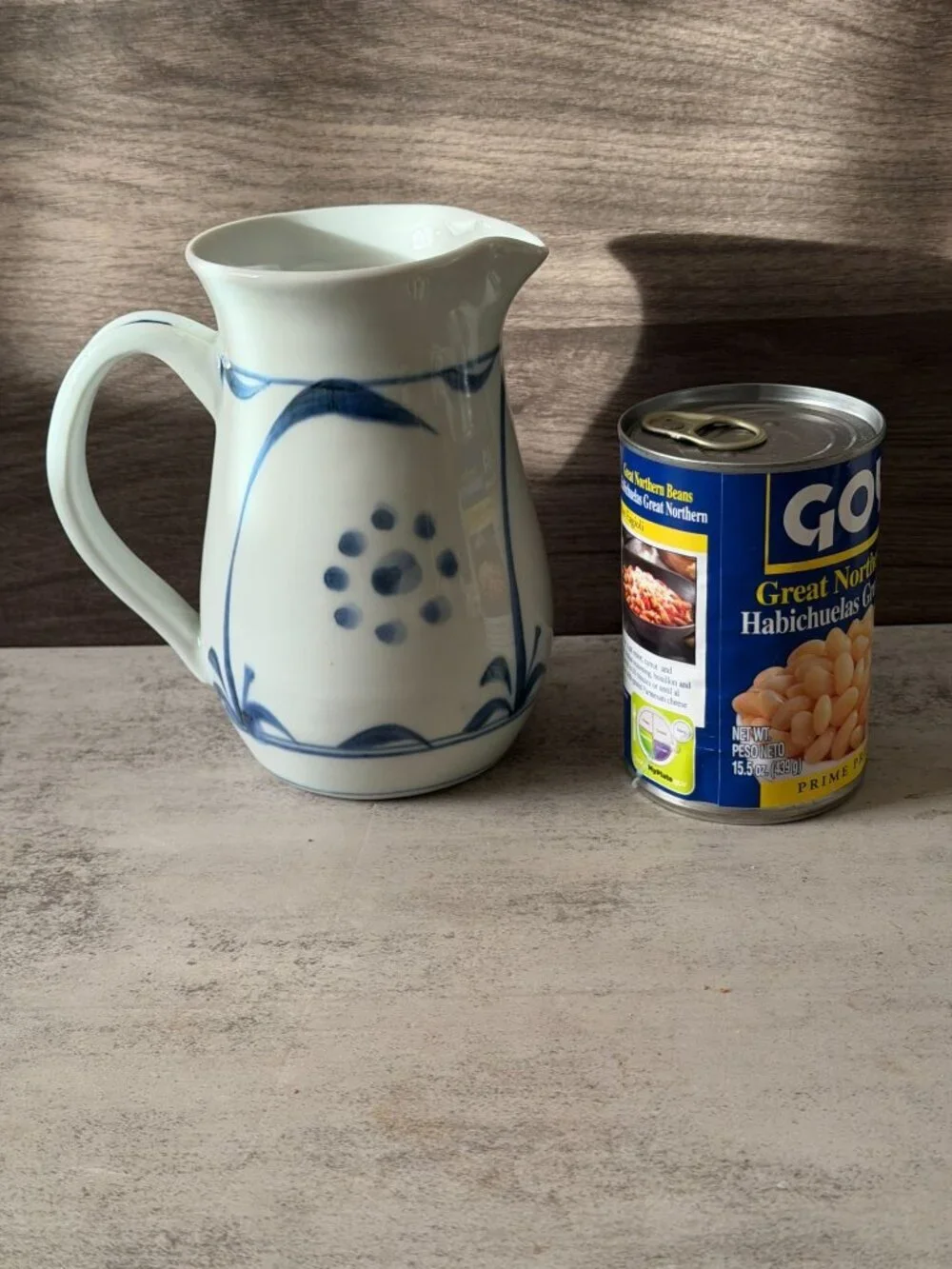 Vintage Tobe Ware Blue Sun Japan Baizan Kiln Ceramic Pitcher Hand Painted 6.5